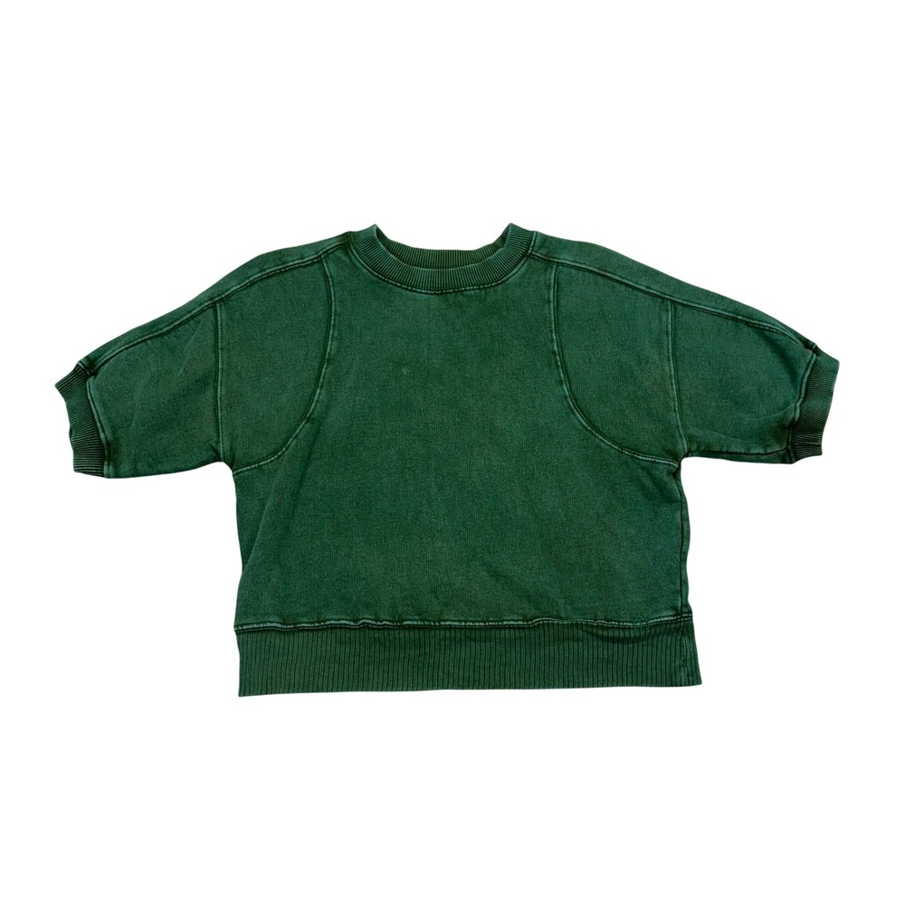 BDG Urban Outfitters Green Cropped Short Sleeve Sweatshirt XS Boxy Seamed Top